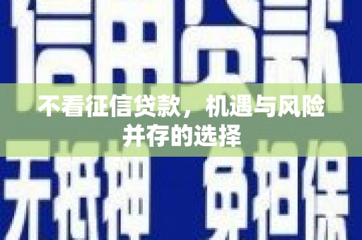 乌拉特中旗不看征信贷款，机遇与风险并存的选择